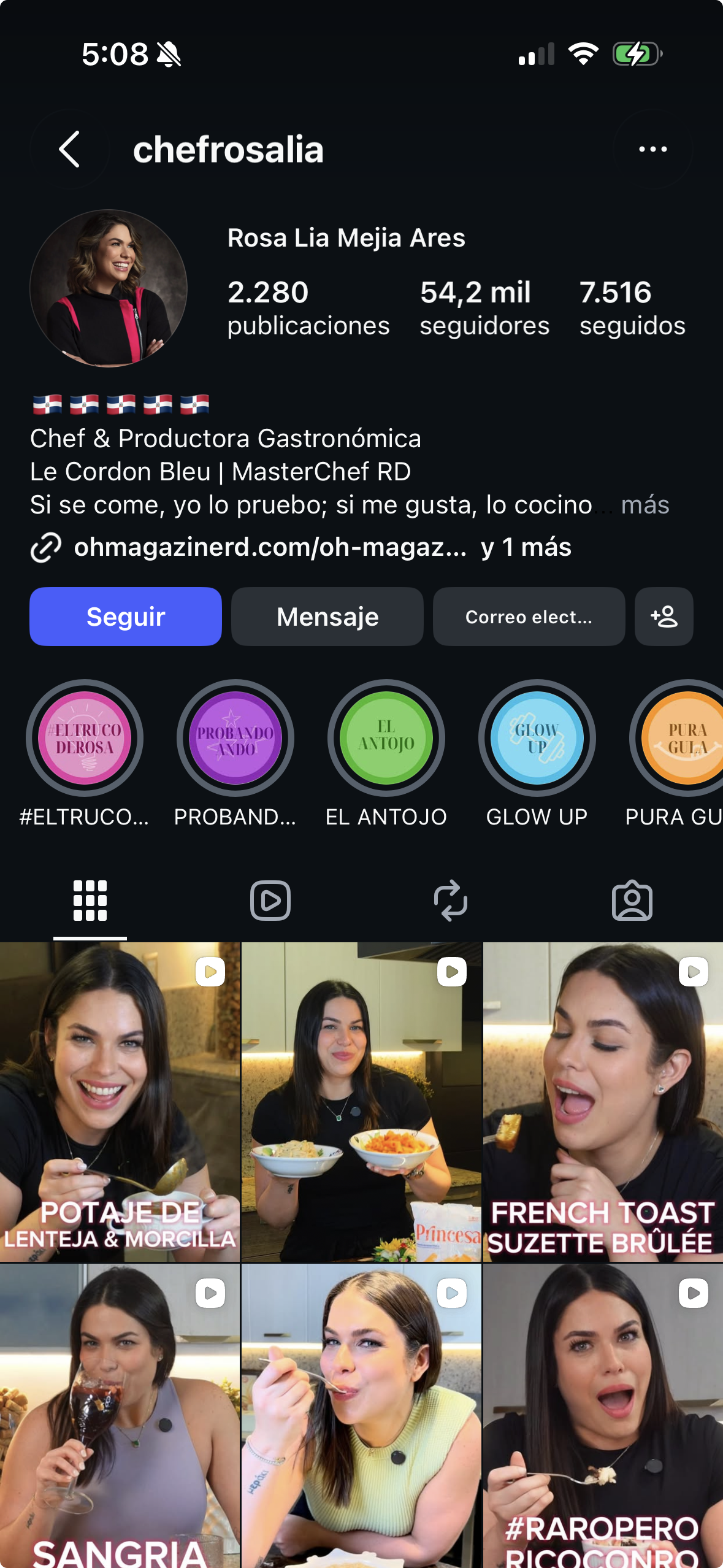 Perfil de Rosa Lía Mejía en Instagram